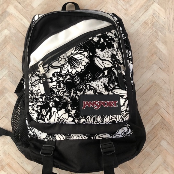 Jansport Black Velvet Flower Student Backpack - Picture 3 of 8